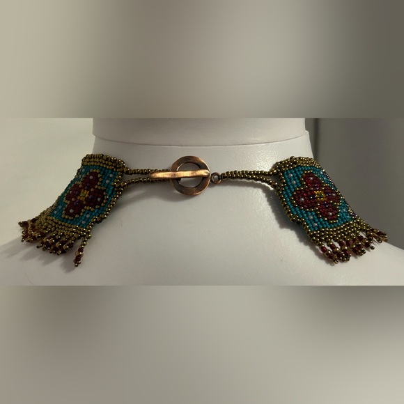 Rare Vintage Tribal Beaded Necklace, Silk Road Bird Collar, Boho Jewelry - Picture 5 of 6